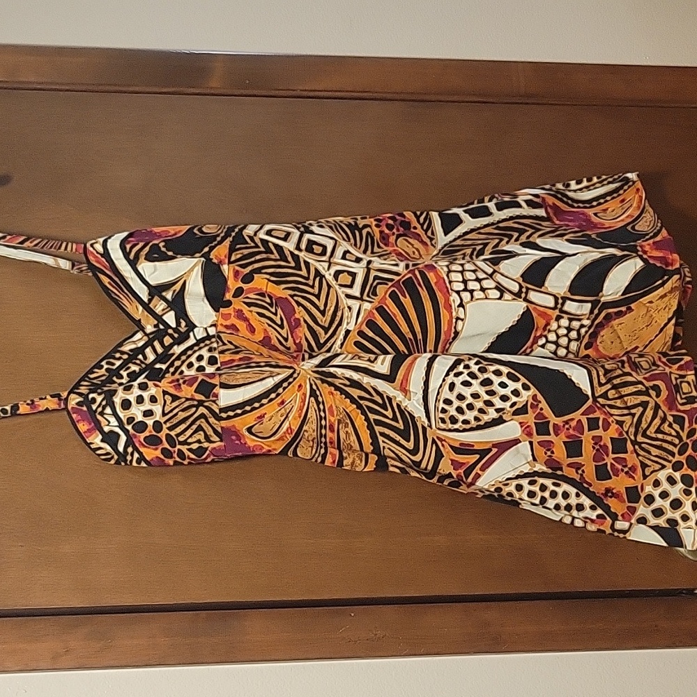 NQT Zulily Orange & Black Sweetheart Sleeveless Dress L/XL